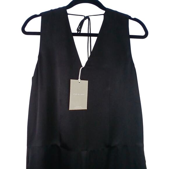 Everlane SZ S The Satin V-Neck Maxi Dress Black NWT - Picture 4 of 6